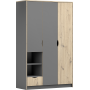 Drehtürenschrank JOY II 3D, Breite: 120 cm, Farbe: GRAU/ARTISAN EICHE