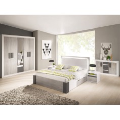 Schlafzimmer-Set aus Bett, Kleiderschrank, Kommode, Nachttisch HELIOS III