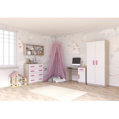 Kinderzimmer-Set aus Kleiderschrank, Kommode, Schreibtisch, Wandregal JONAS III 02