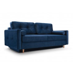 Schlafsofa Sofa Couch Ausklappbares Sofa Schlaffunktion Bettkasten Pastella blau